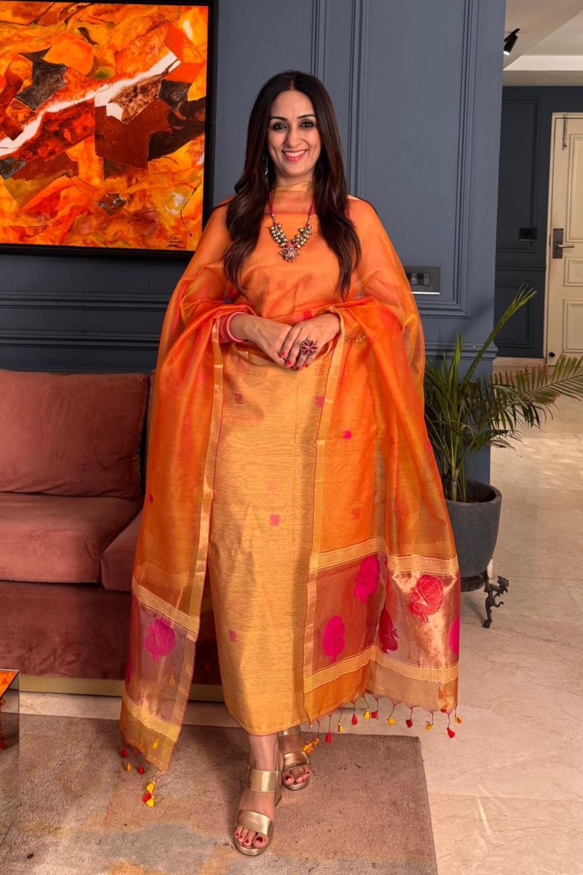 Muslin sets with Paithani inspired Jamdani work