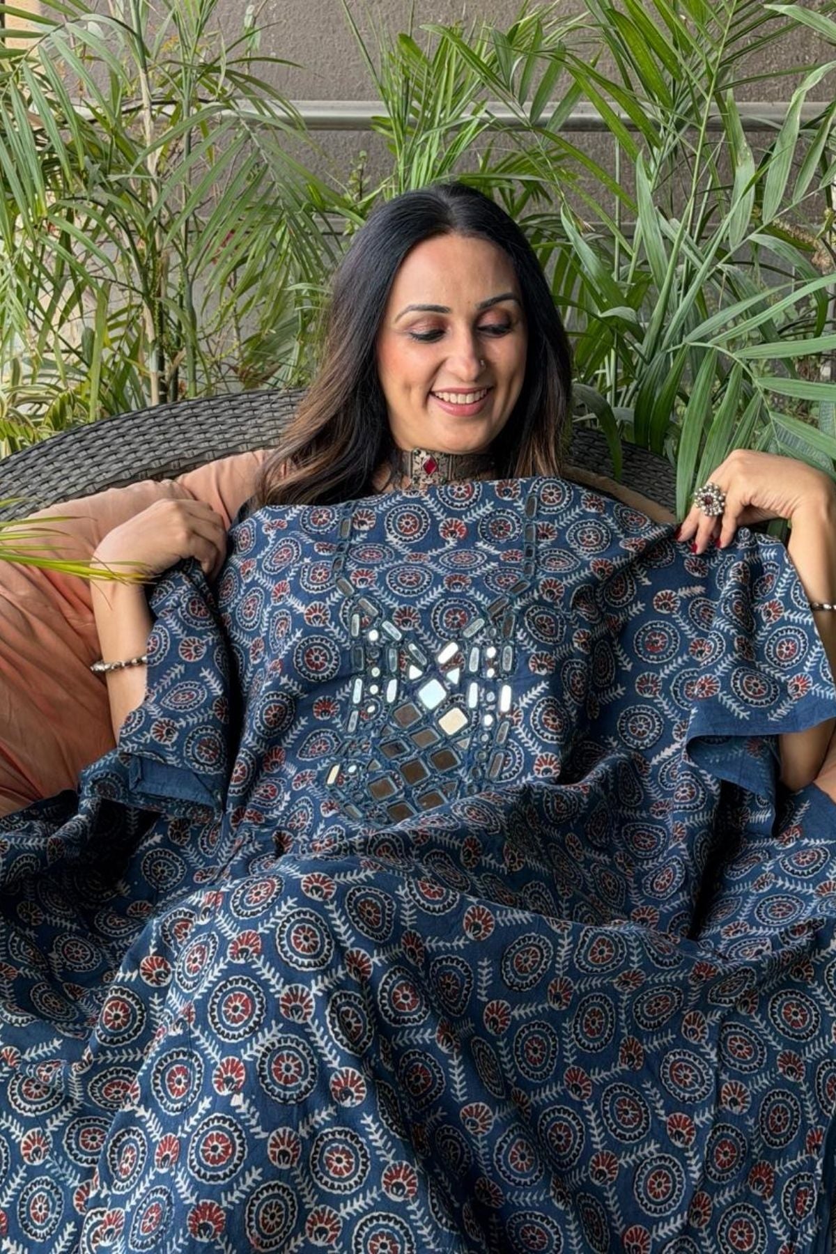 Pure Cotton Kutch mirror hand work kurta fabrics!!