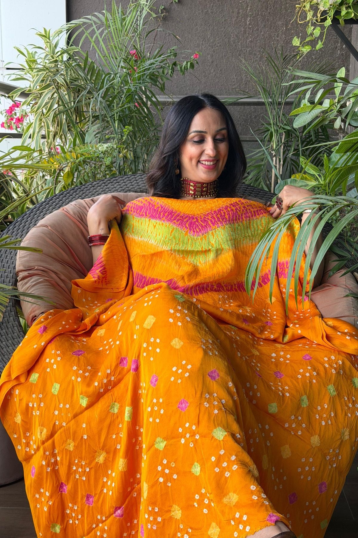 Multi Shibori & Bandhani Kurta on pure modal satin!!