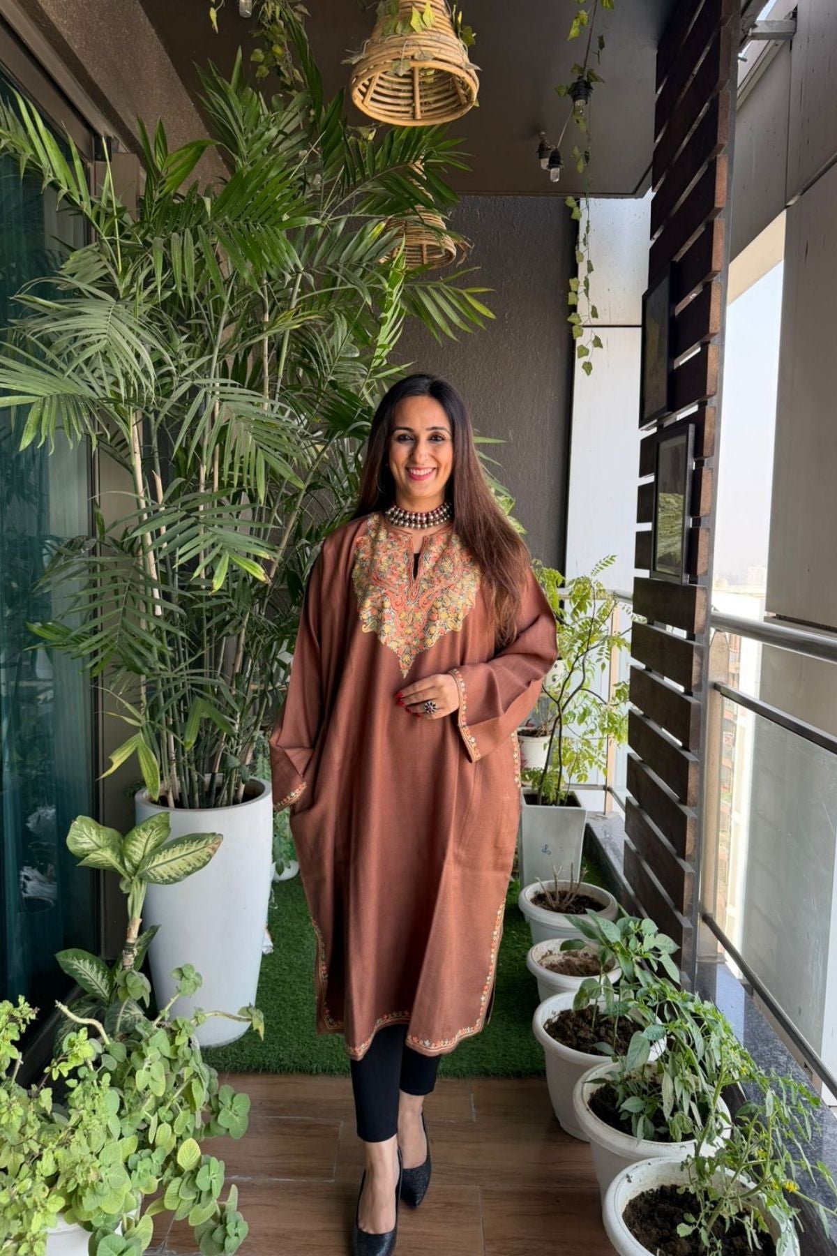 Woollen Kashmiri Phiran with Aari work