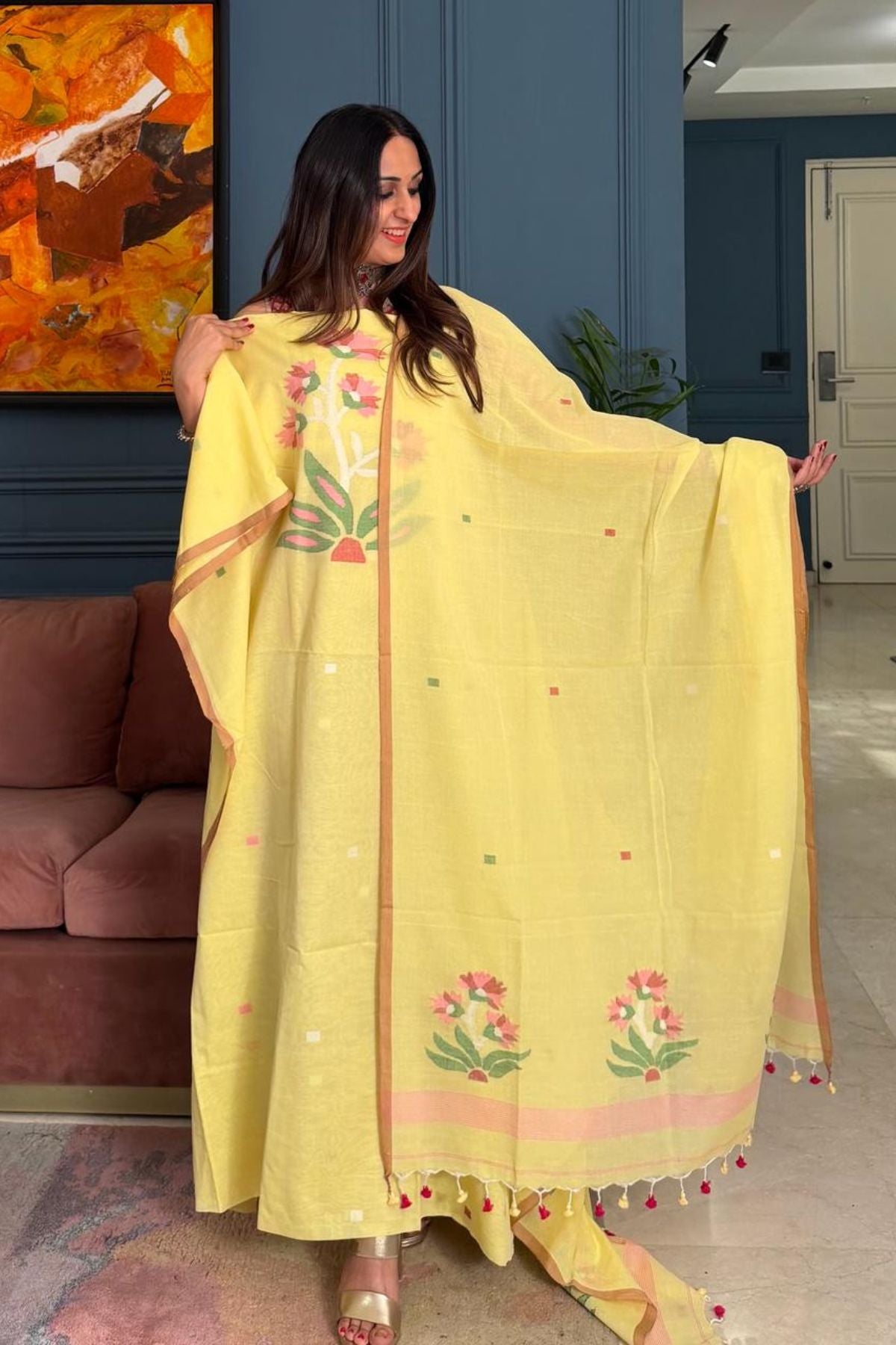 Jamdani pure cotton kurta dupatta sets!!