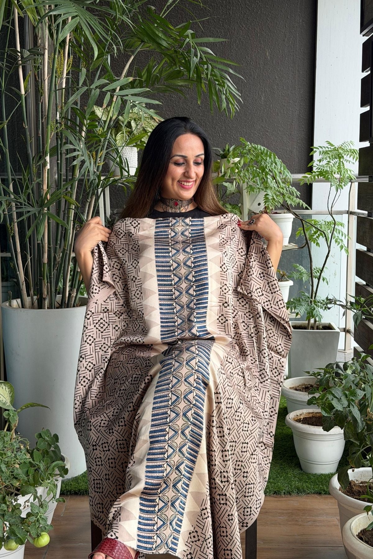 Ajrakh kurta fabric on pure modal !!