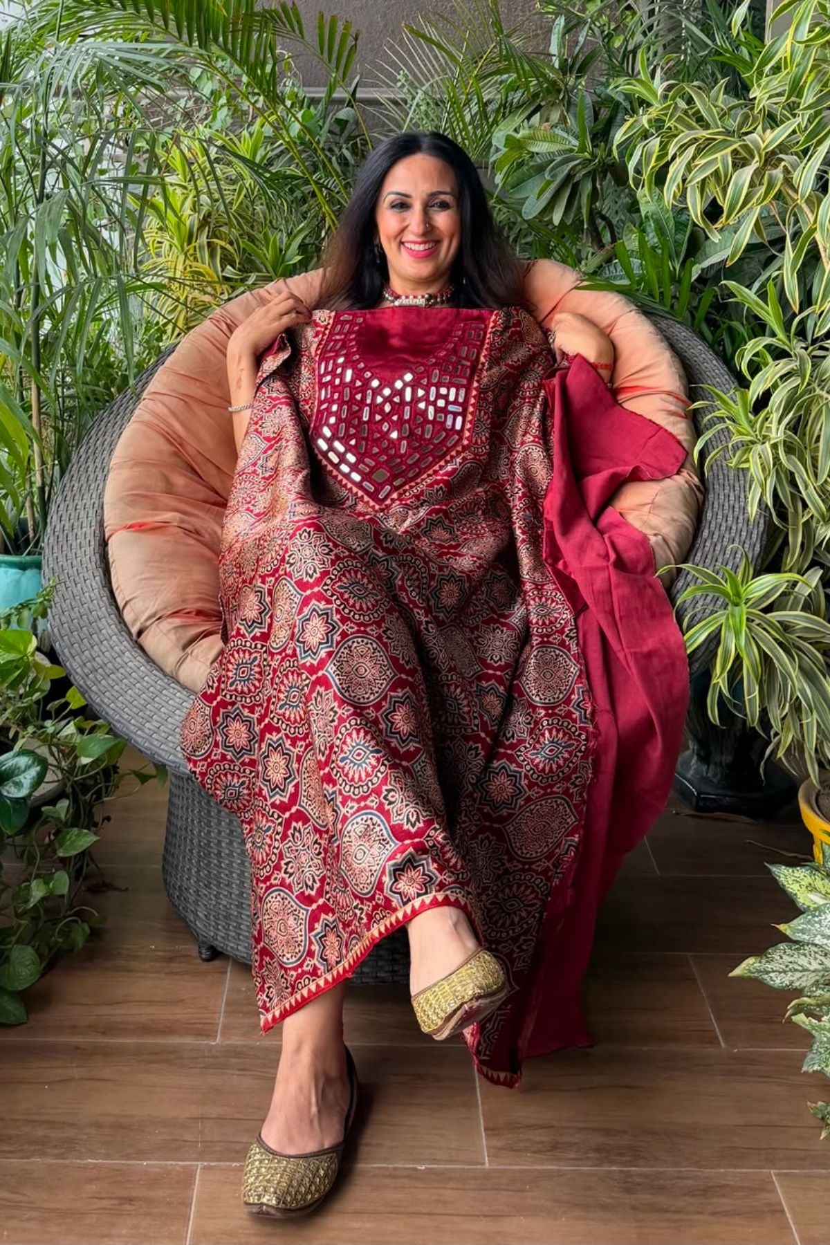Handcrafted Kutch mirror work kurta on pure Mashru!!