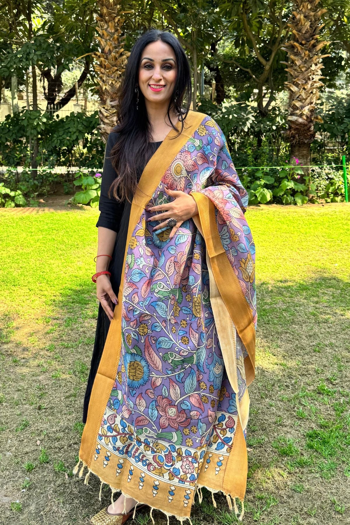 Painted kalamkari dupattas