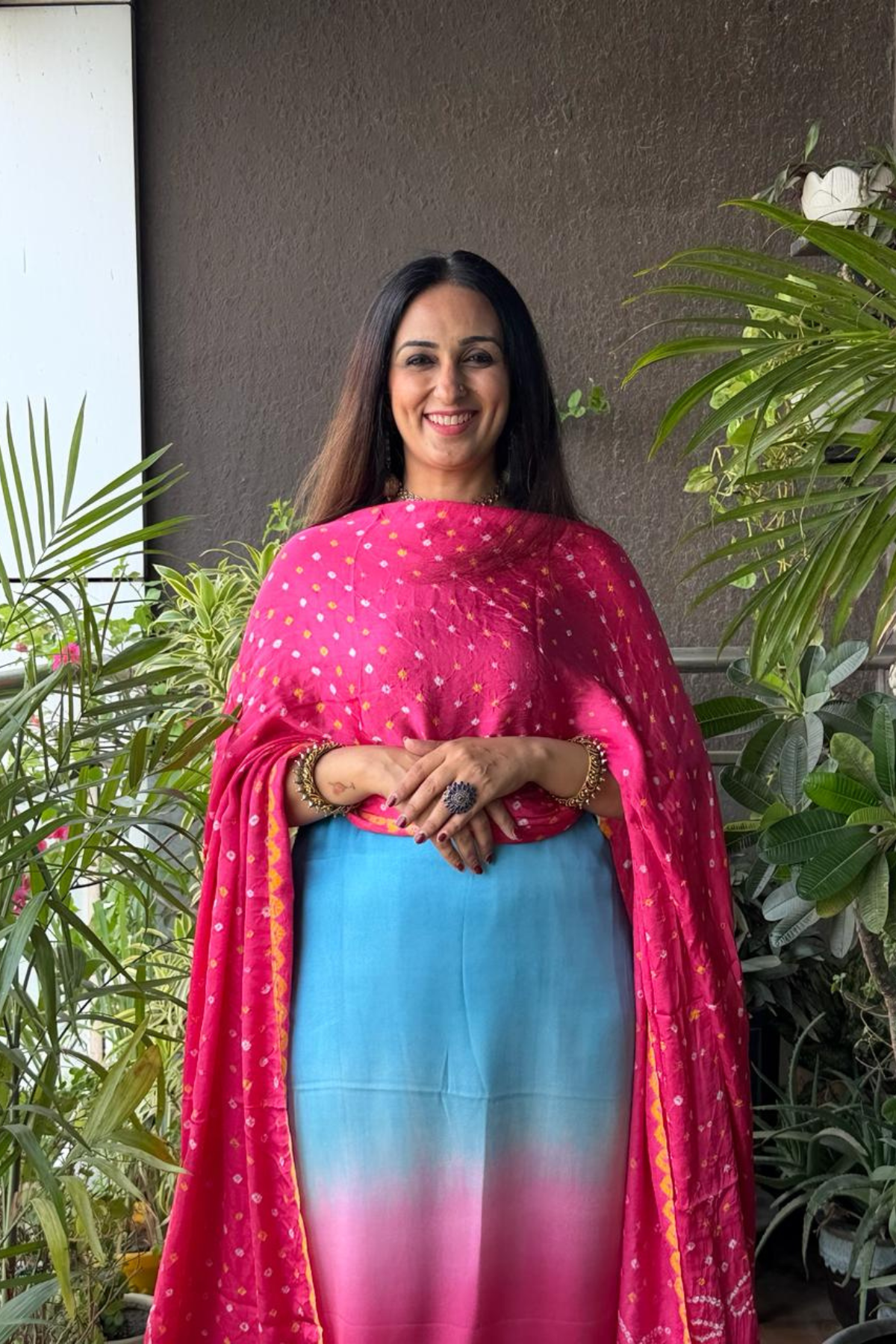 Ombré kurta dupatta set on pure modal Satin