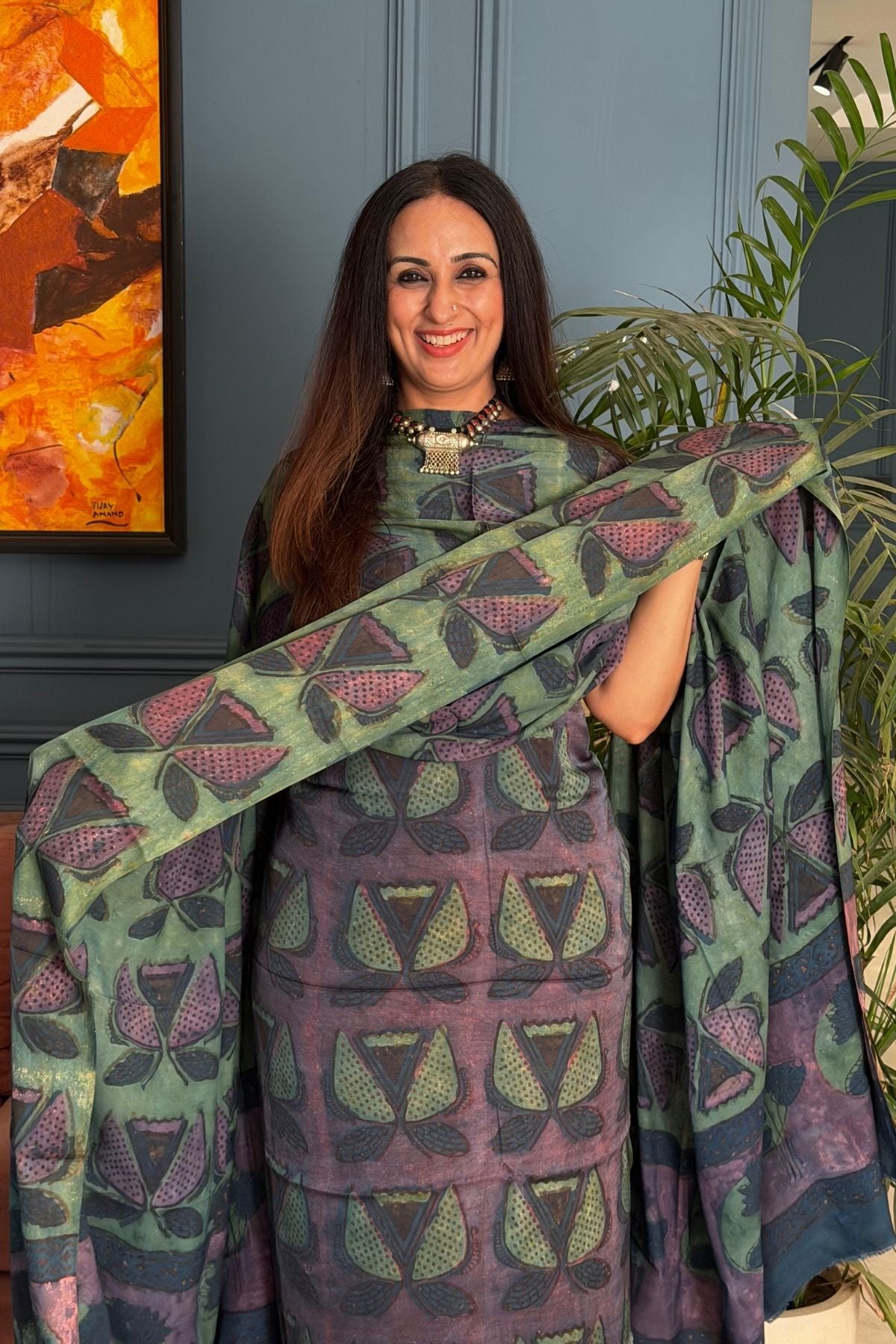 Pomegranate peel Handblock on Premium Modal fabric!!