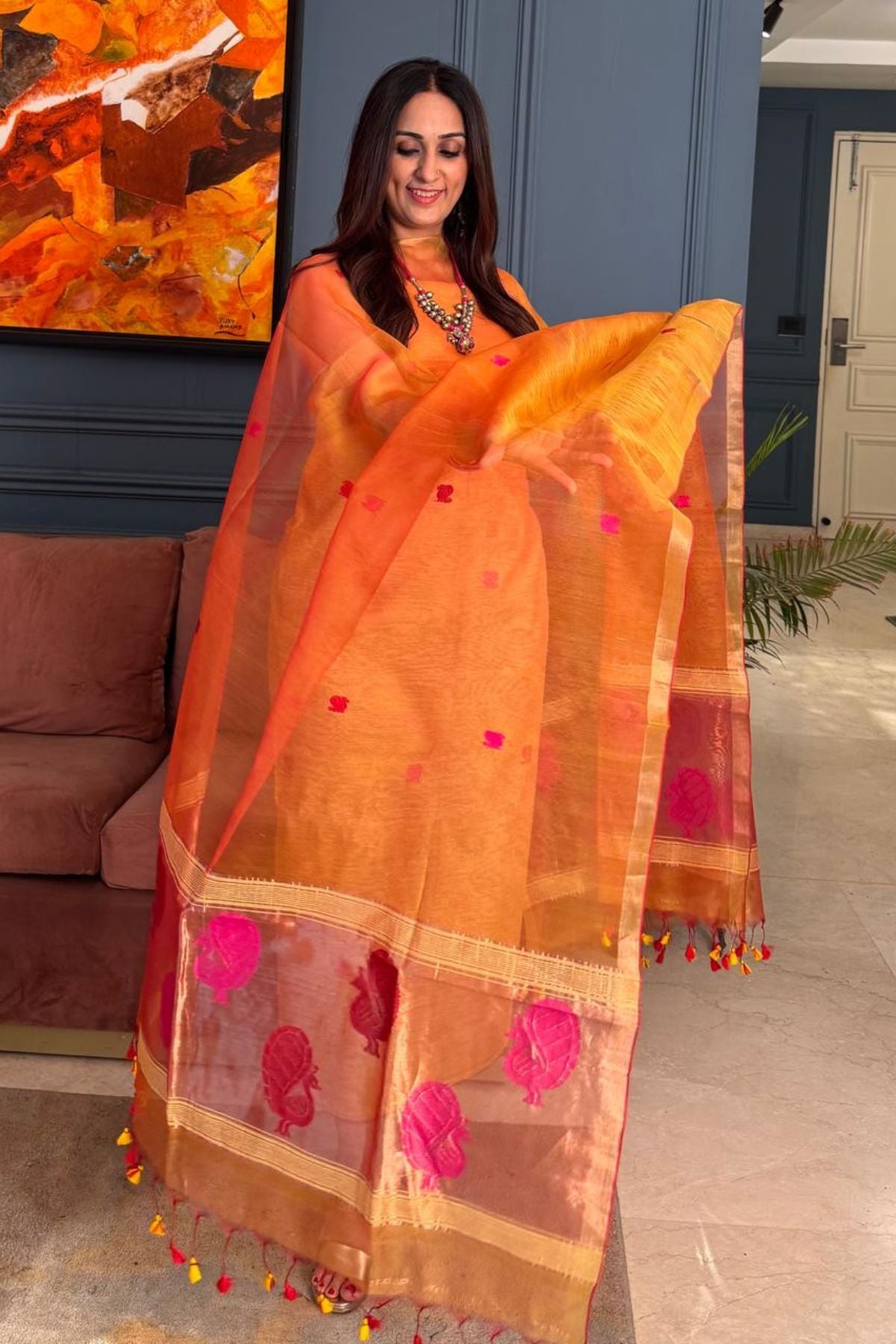 Muslin sets with Paithani inspired Jamdani work