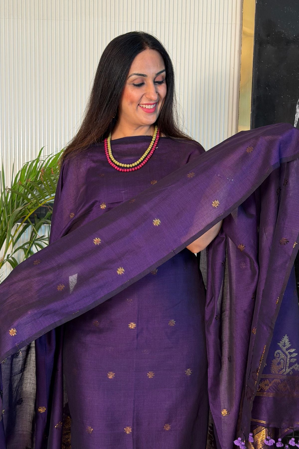 Mercerised pure cotton zari weave kurta dupatta sets with Jamdani weave !!