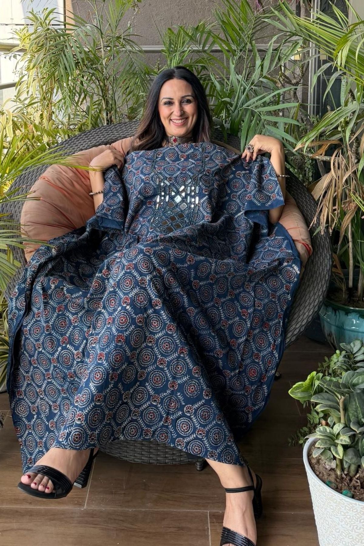 Pure Cotton Kutch mirror hand work kurta fabrics!!