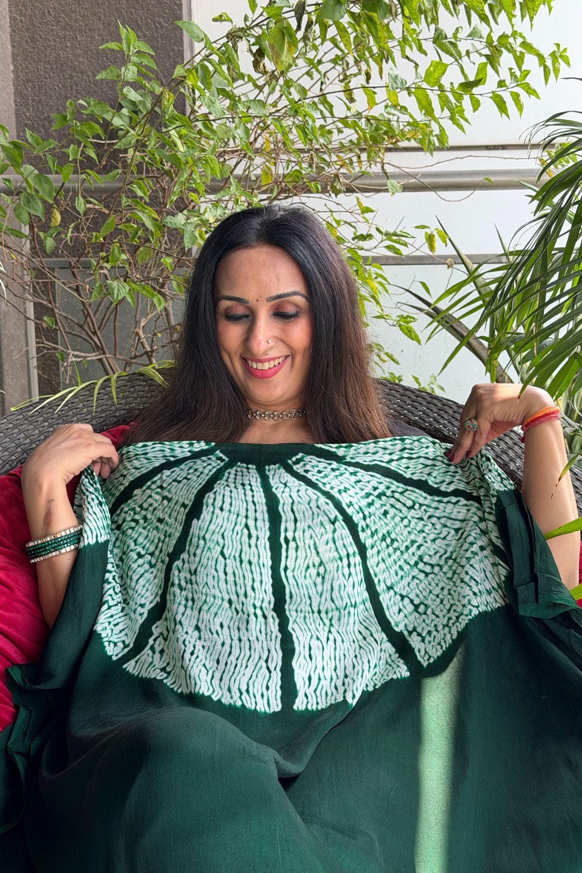 Stunning hand Shibori work on pure modal satin!!