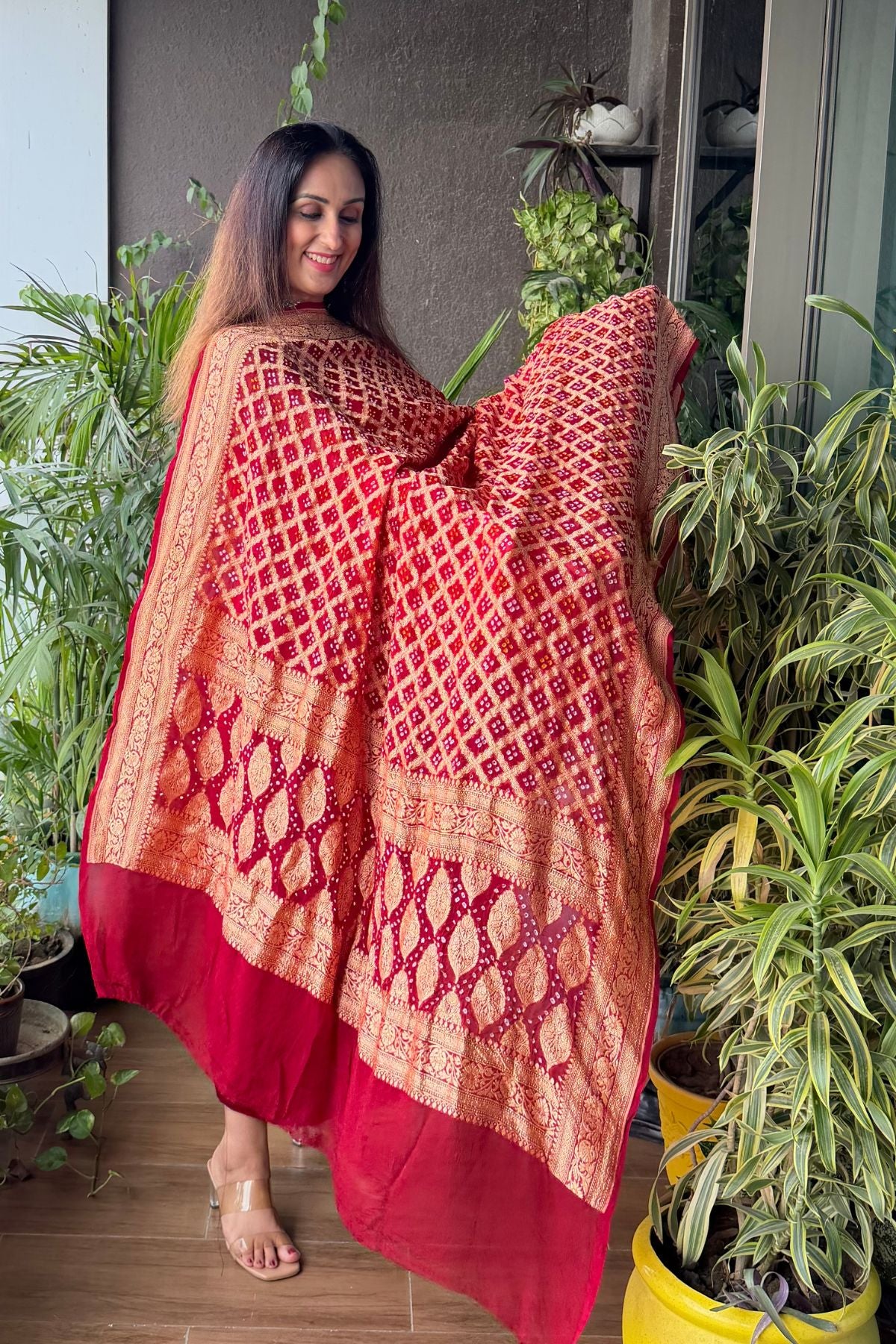 Banarasi khaddi georgette bandhani sets!!!