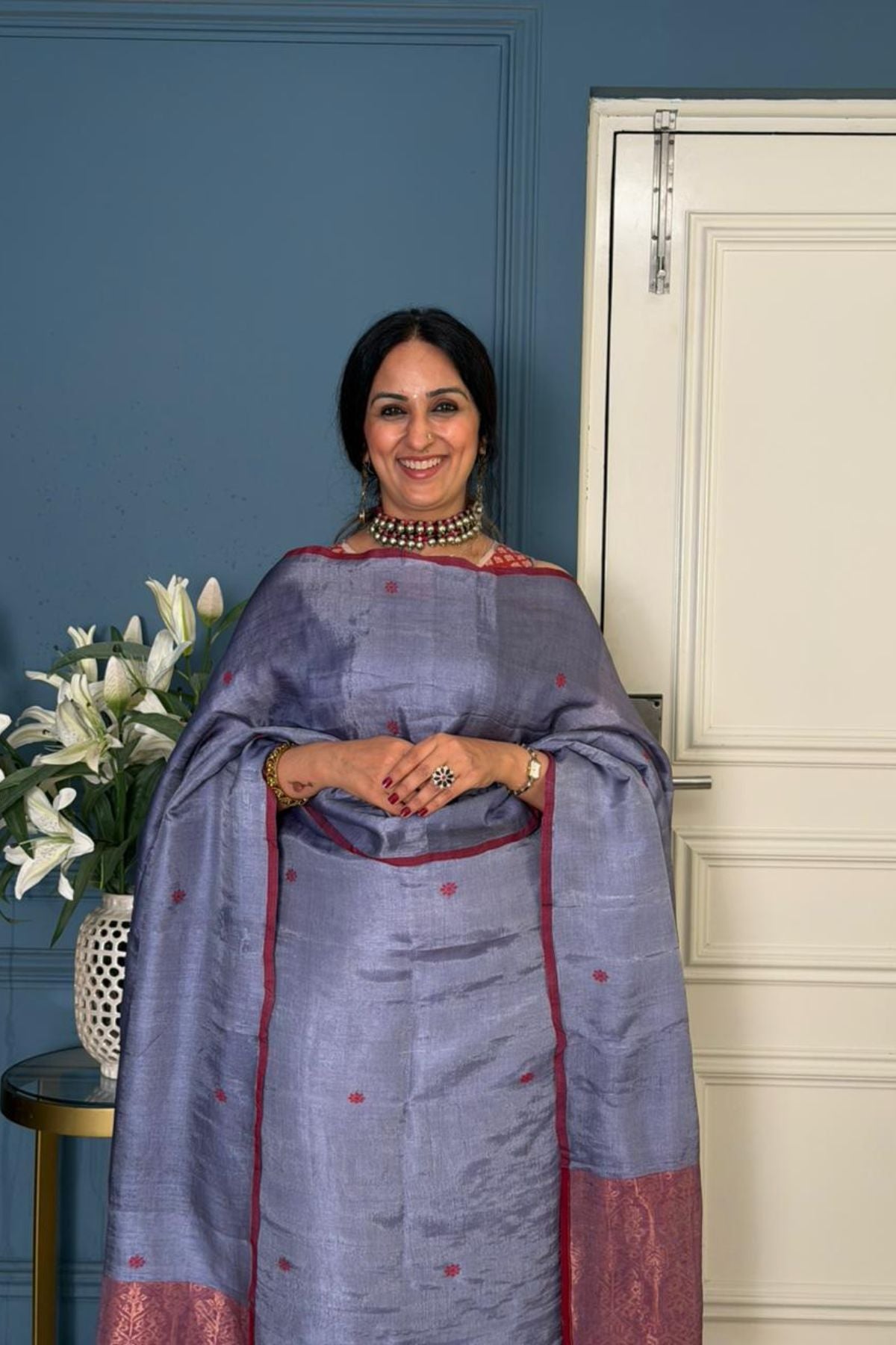 Tangail weave on Pure Tussar Silk -Kurta Dupatta set