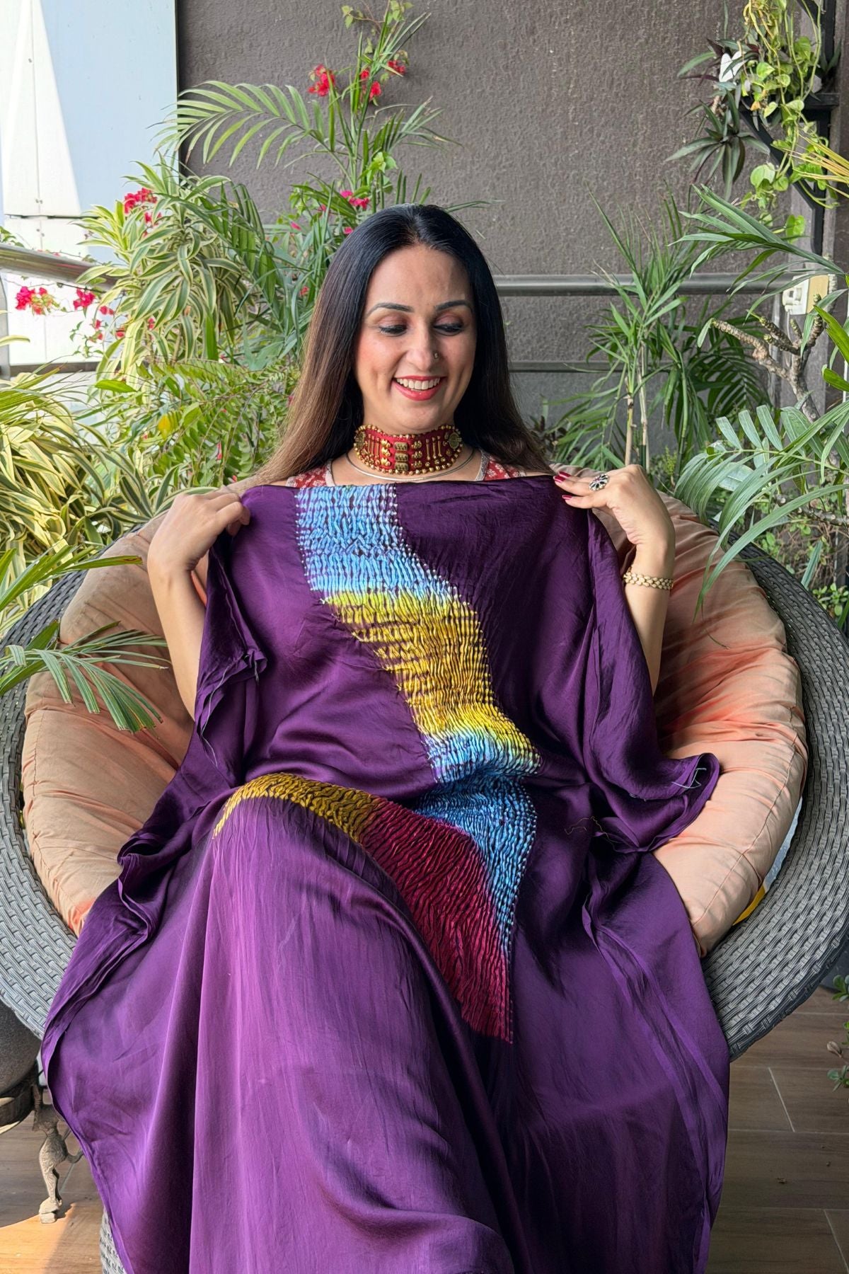 Handblocked Shibori kurta on pure Modal
