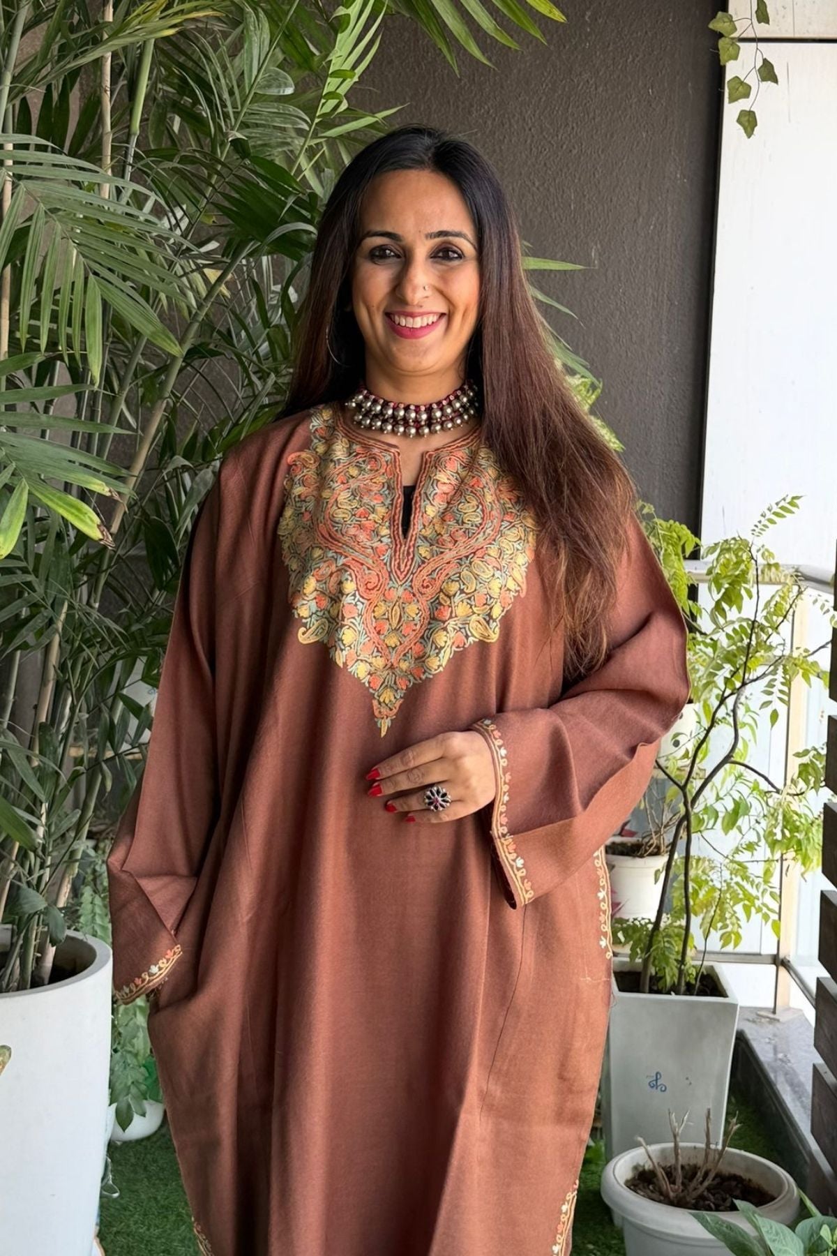 Woollen Kashmiri Phiran with Aari work