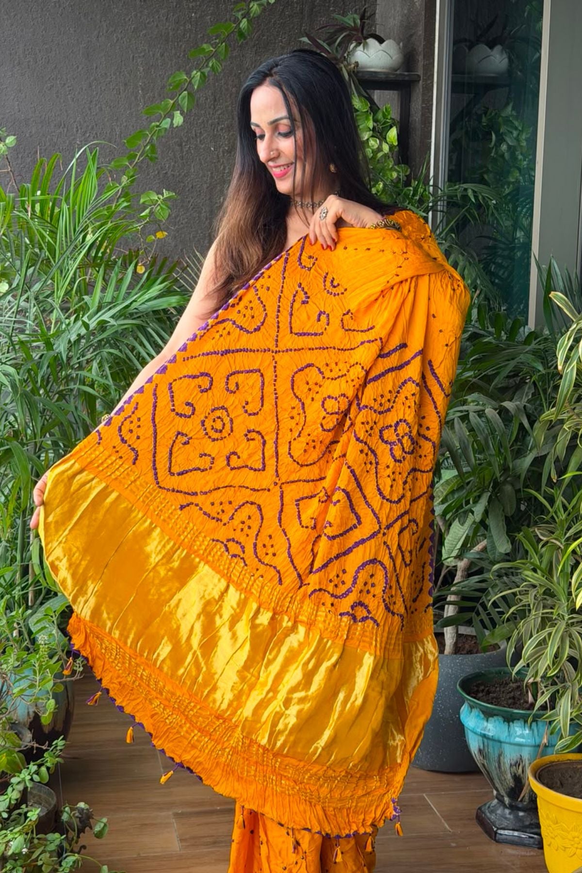 Handcrafted bandhani saree on pure modal!!!