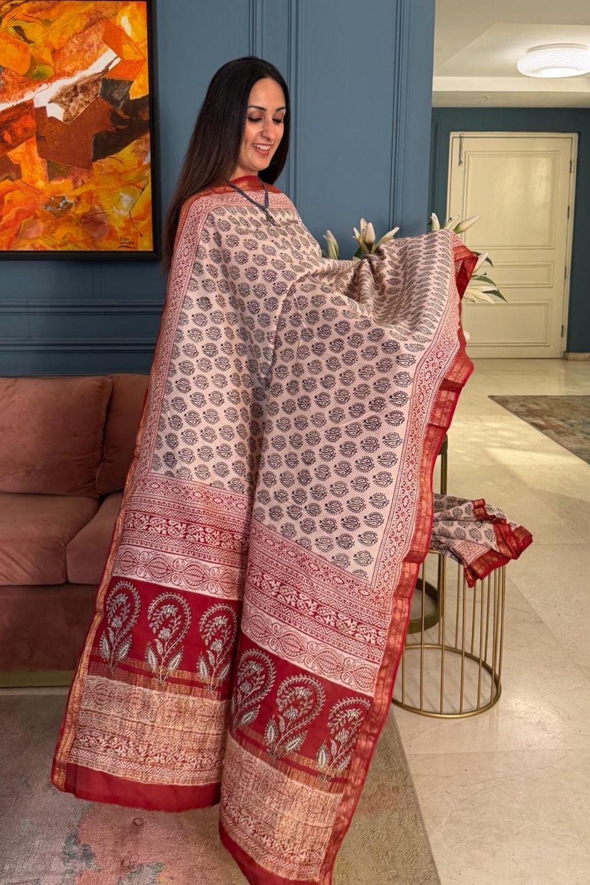 Handblocked Bagh full sets on pure Maheshwari!!