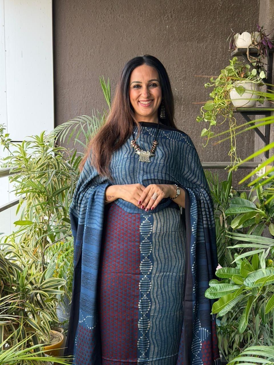 Handblocked Ajrakh full sets in modal with Lagdi patta on dupatta!!