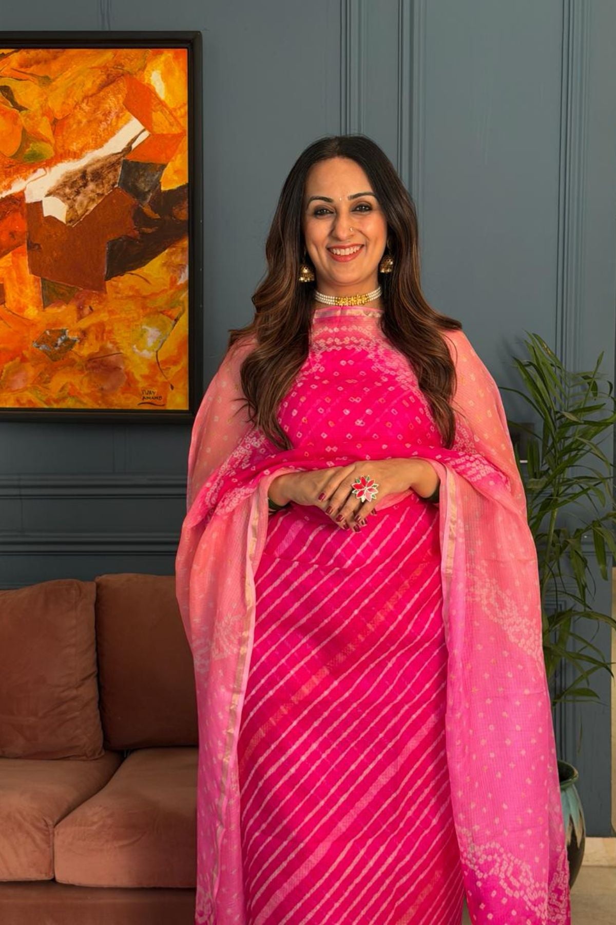 Summer friendly Kota silk kurta dupatta sets with hand done BANDHANI and leheriya