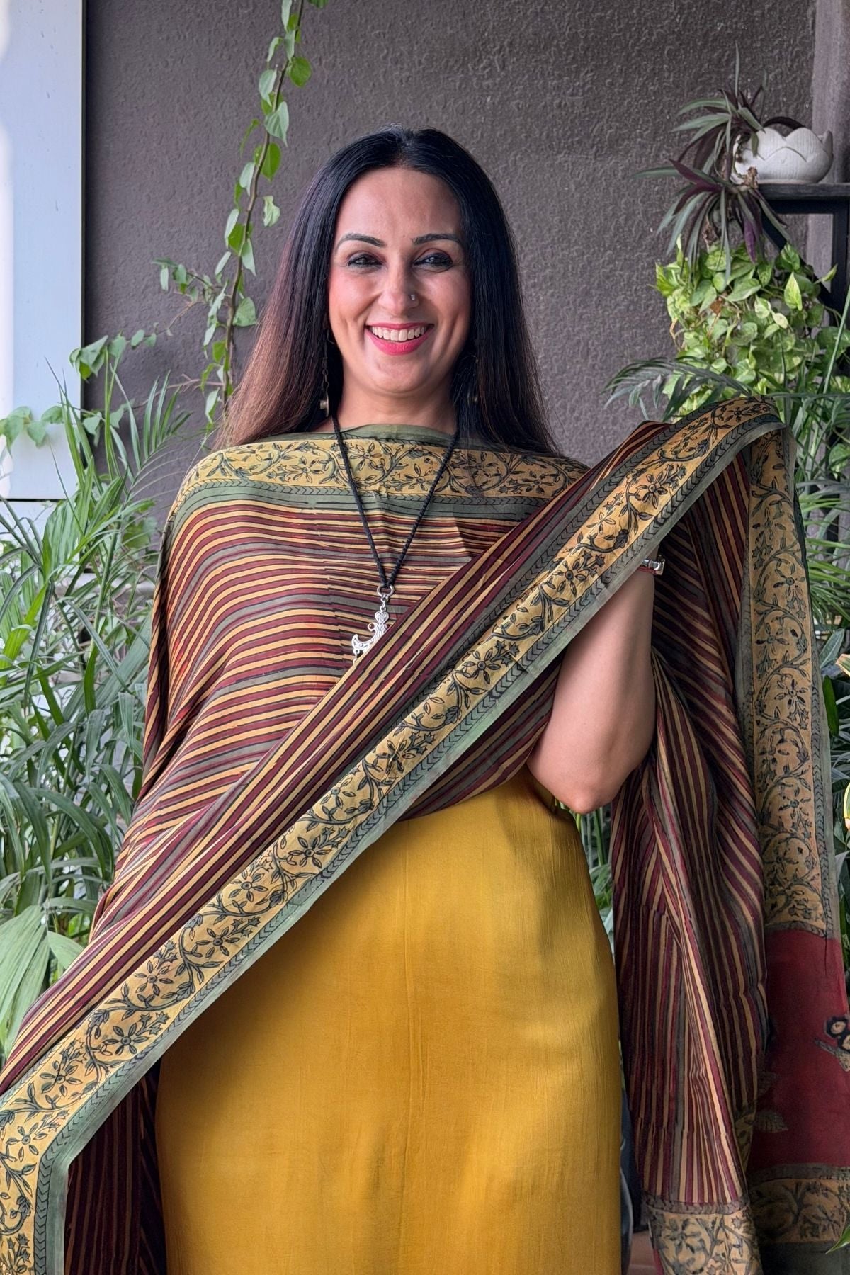 Ombré dyed modal kurta fabric with vegetable Handblock dyed dupatta!!