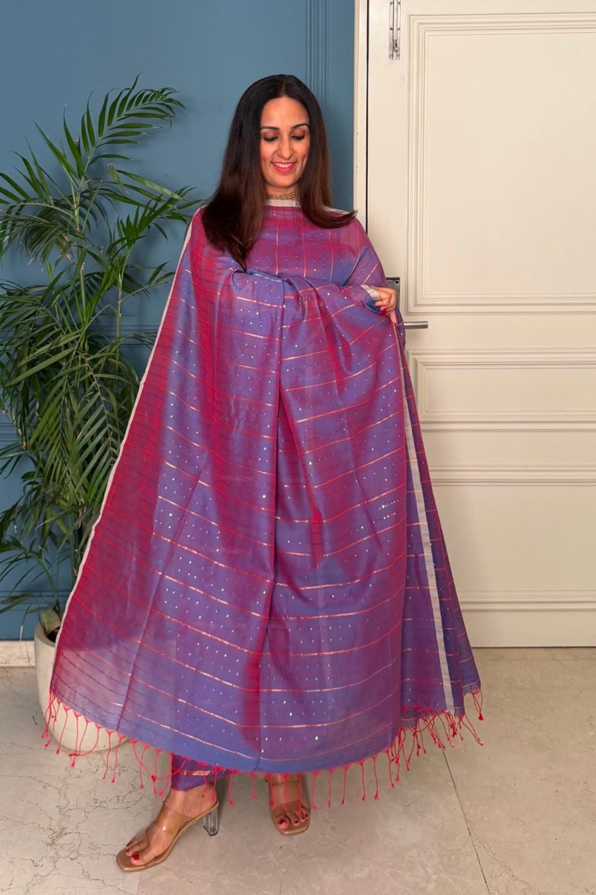 Pure cotton kurta dupatta sets with handwoven pocket sequins!!