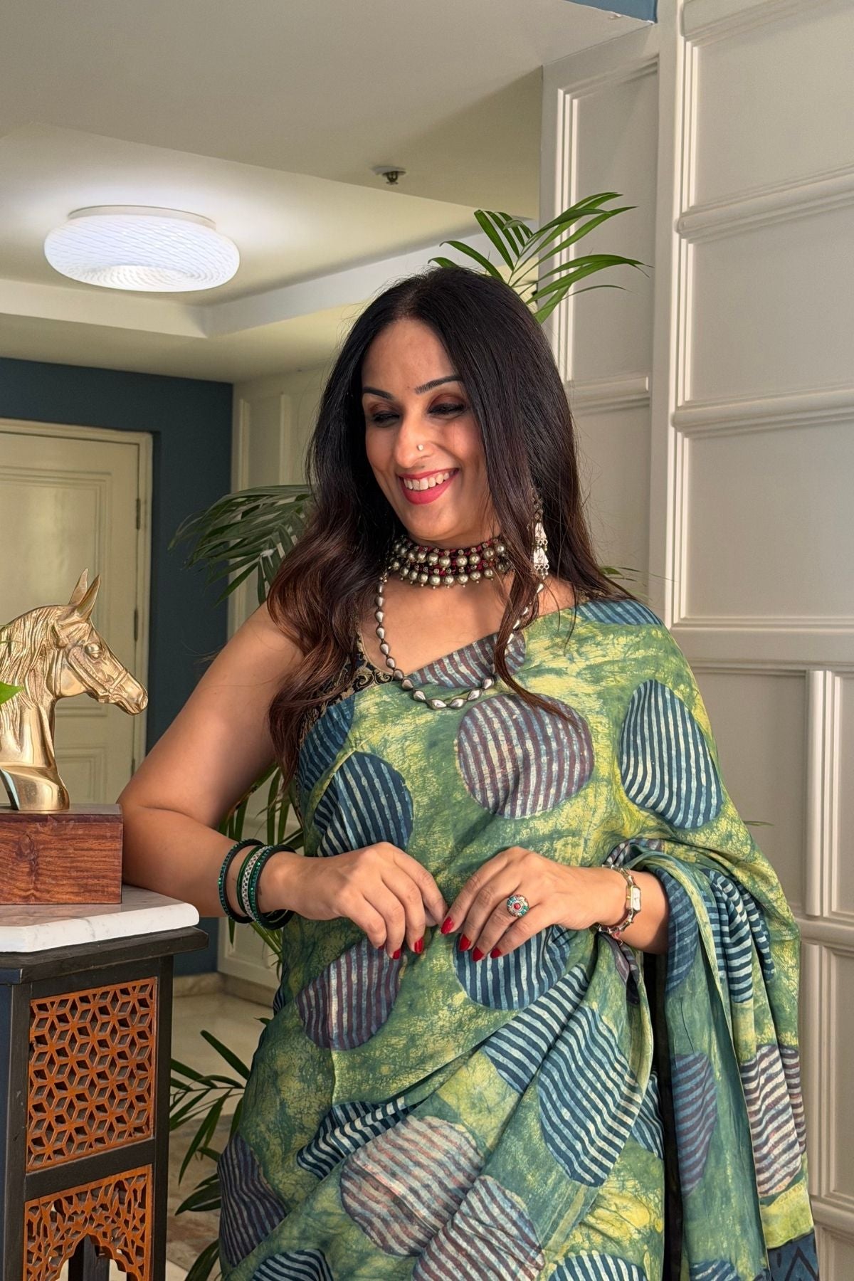Pomegranate handcrafted pure tussar modal saree!!