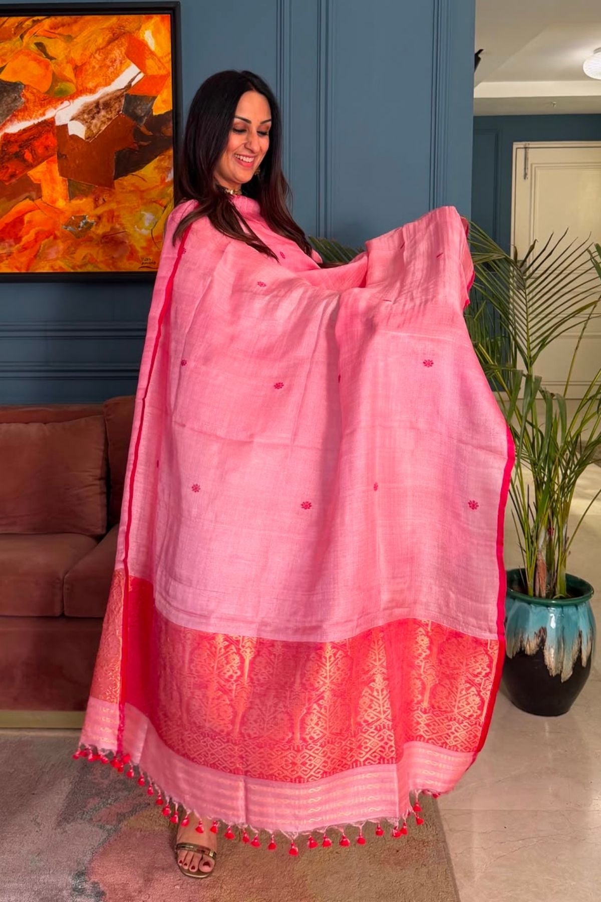 Tangail weave on Pure Tussar Silk -Kurta Dupatta set