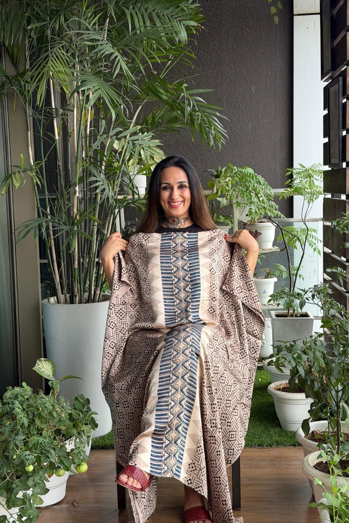 Ajrakh kurta fabric on pure modal !!