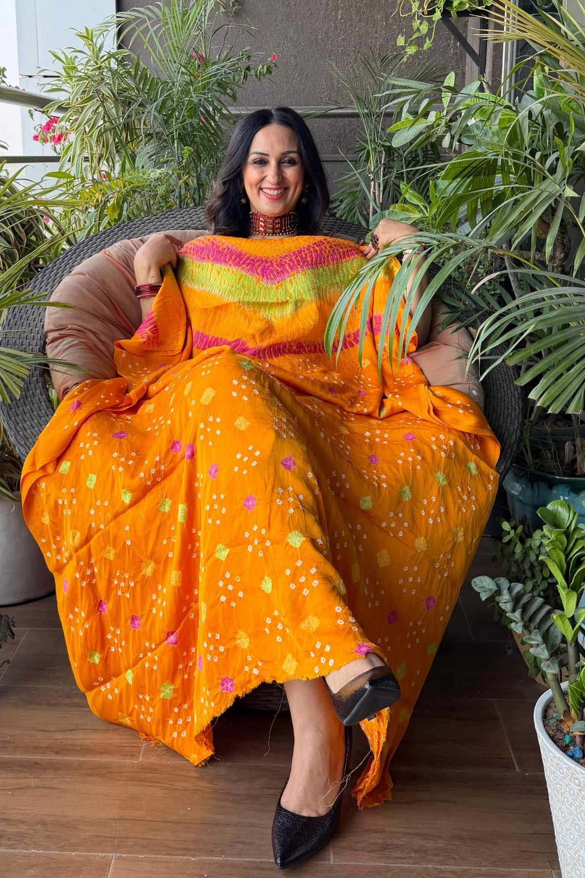 Multi Shibori & Bandhani Kurta on pure modal satin!!
