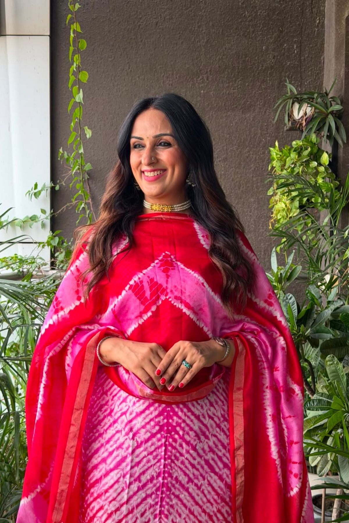 Shibori tie and dye kurta dupatta set on pure Chanderi!