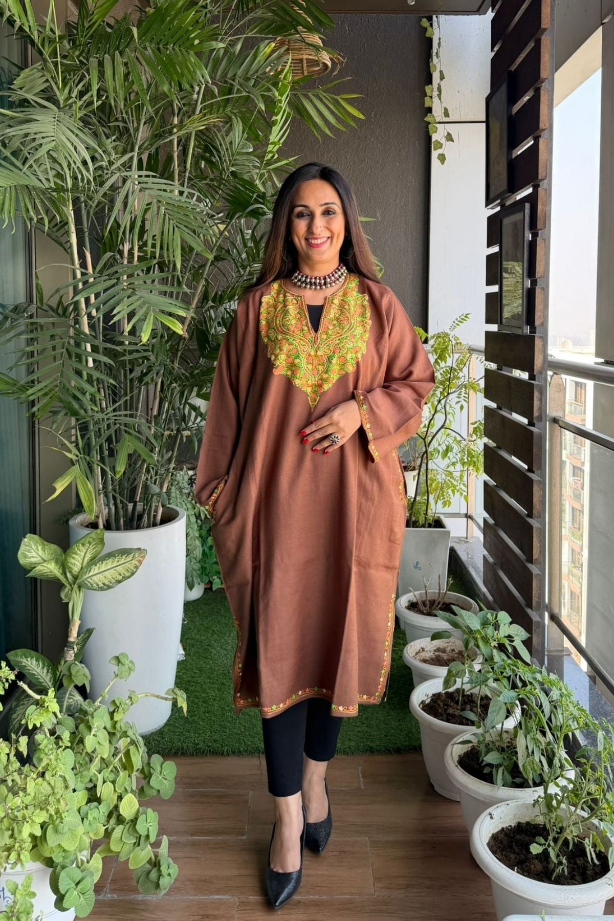 Woollen Kashmiri Phiran with Aari work