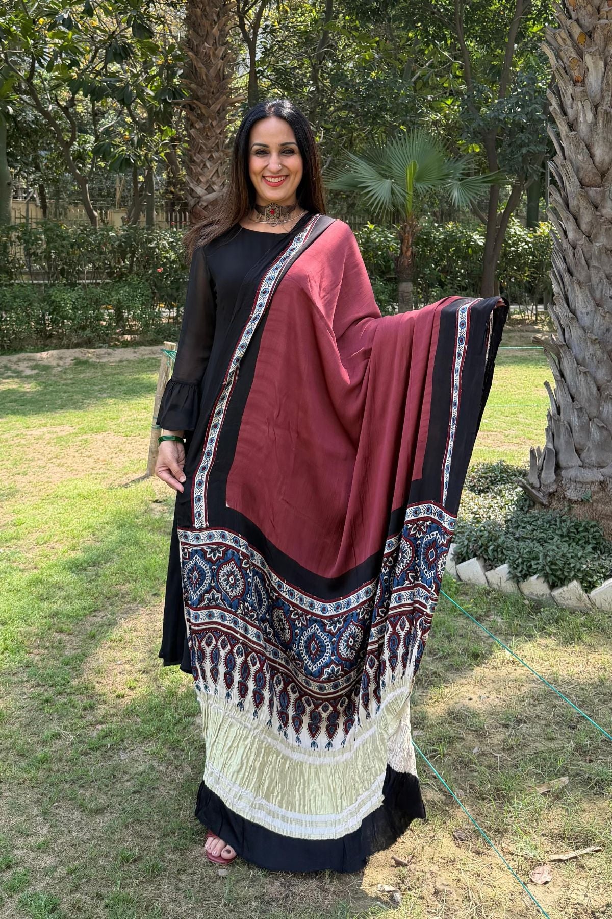 Ajrakh Dupatta on pure Modal with lagdi patta!!