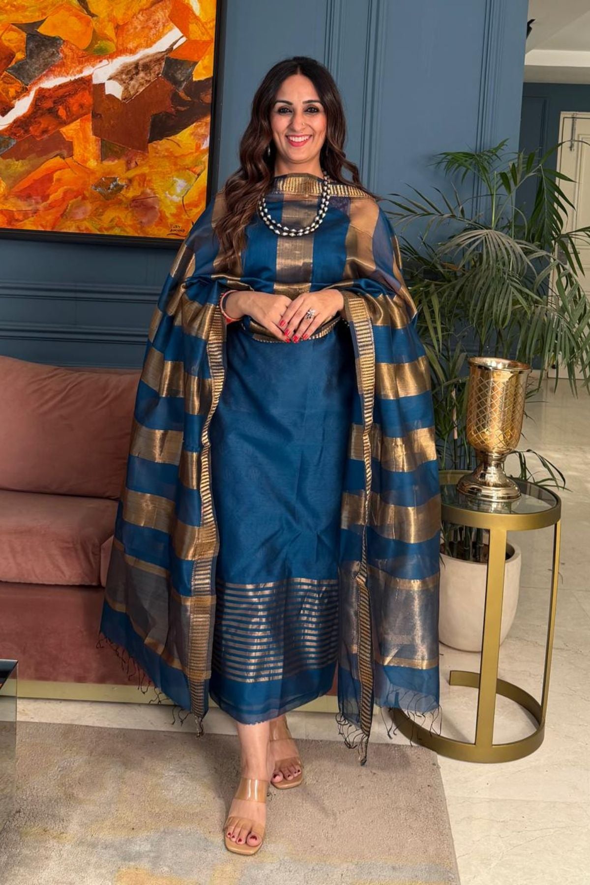 Maheshwari silk kurta dupatta set