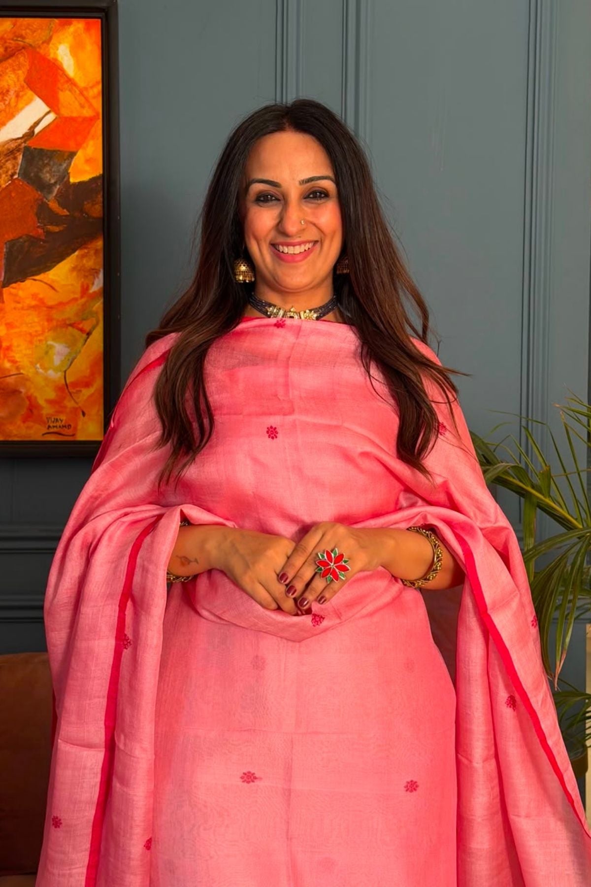 Tangail weave on Pure Tussar Silk -Kurta Dupatta set