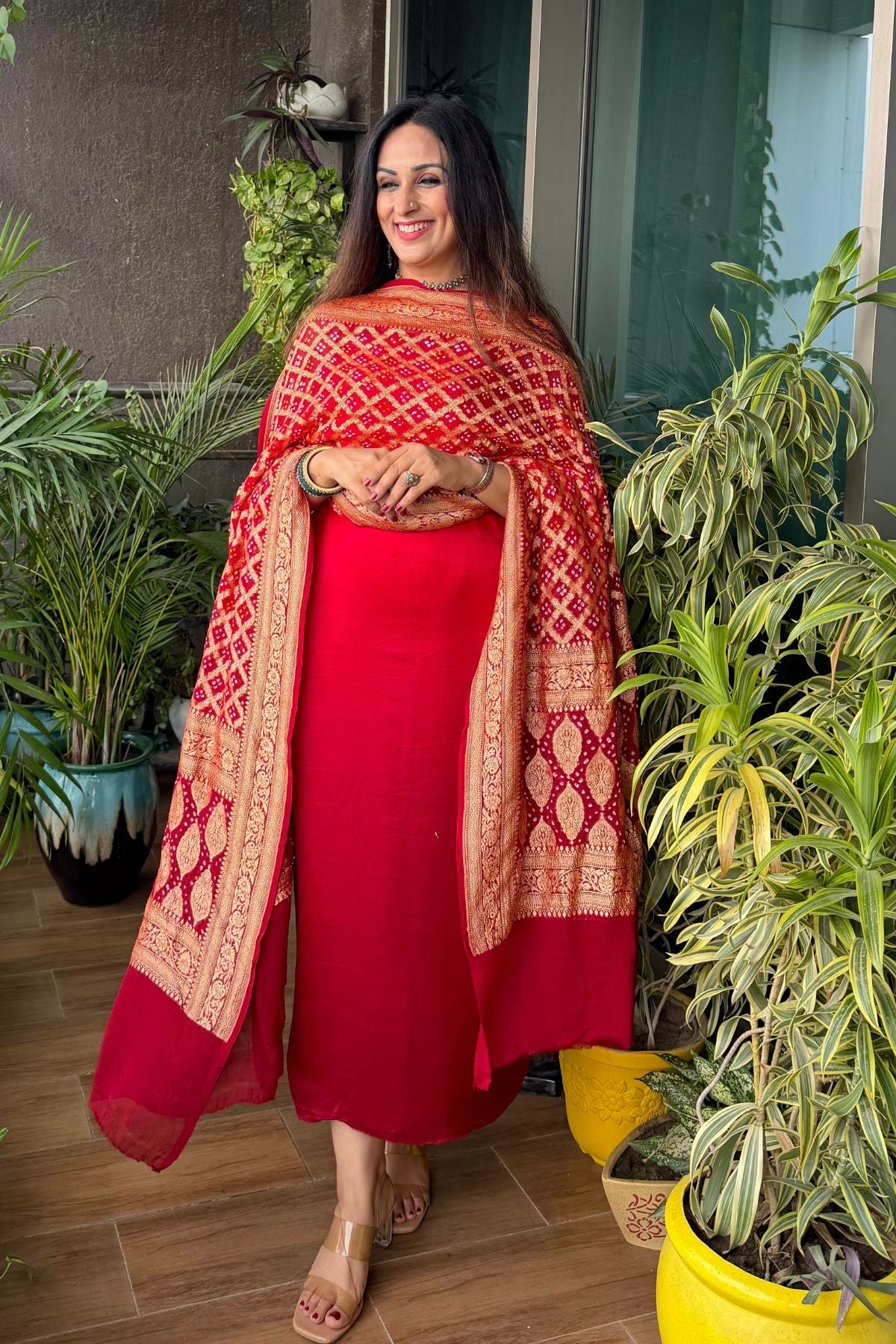 Banarasi khaddi georgette bandhani sets!!!