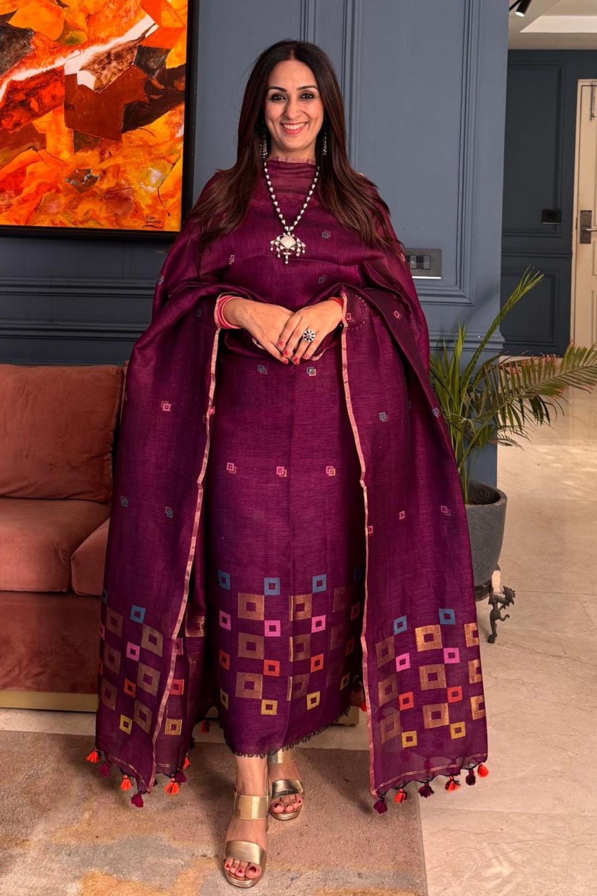 Jayshree Linen kurta Dupatta Set