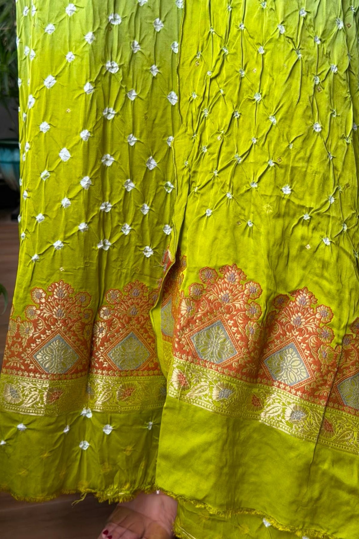 Bandhani with zari work kurta dupatta set on pure modal!!