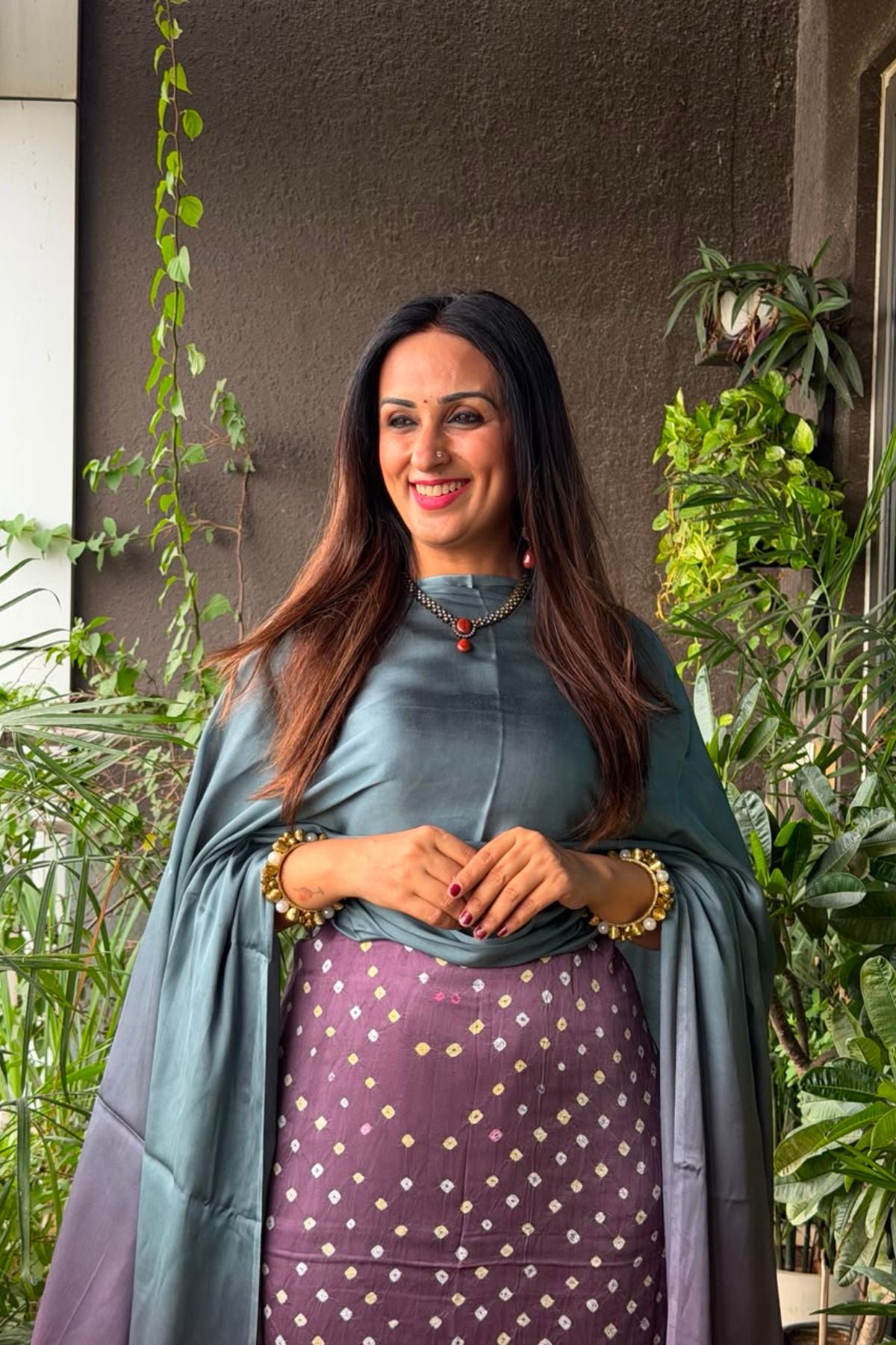 Handcrafted Bandhani ombré kurta dupatta set on pure modal!!