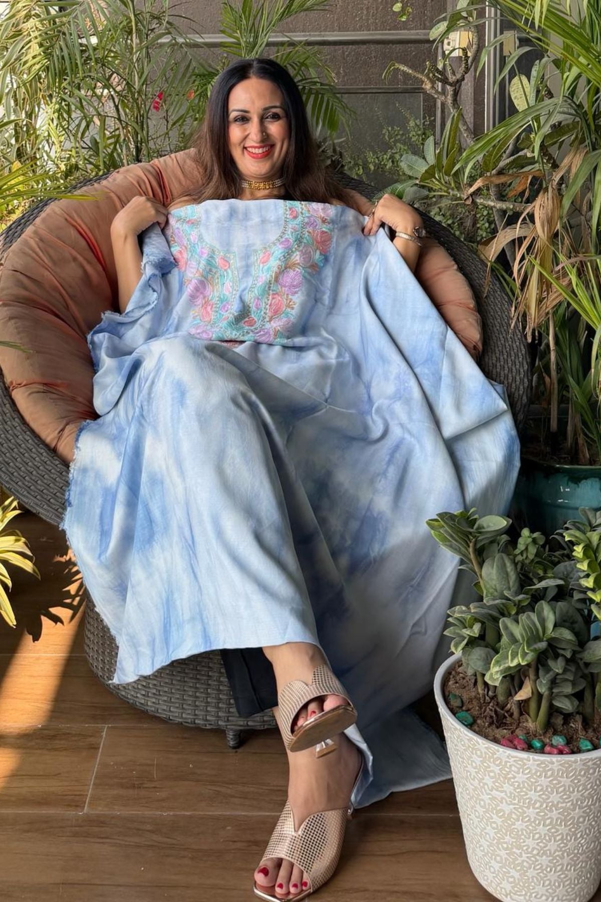 Pure muslin kurta fabric with Kashmiri work