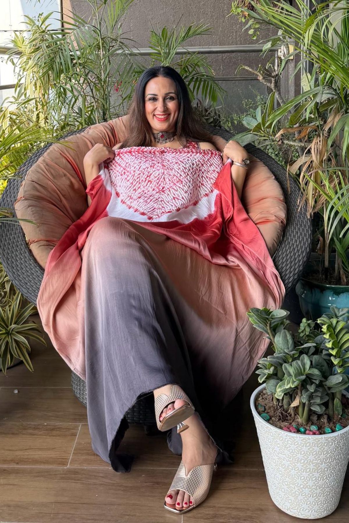 Handblocked Shibori shaded kurta on pure Modal