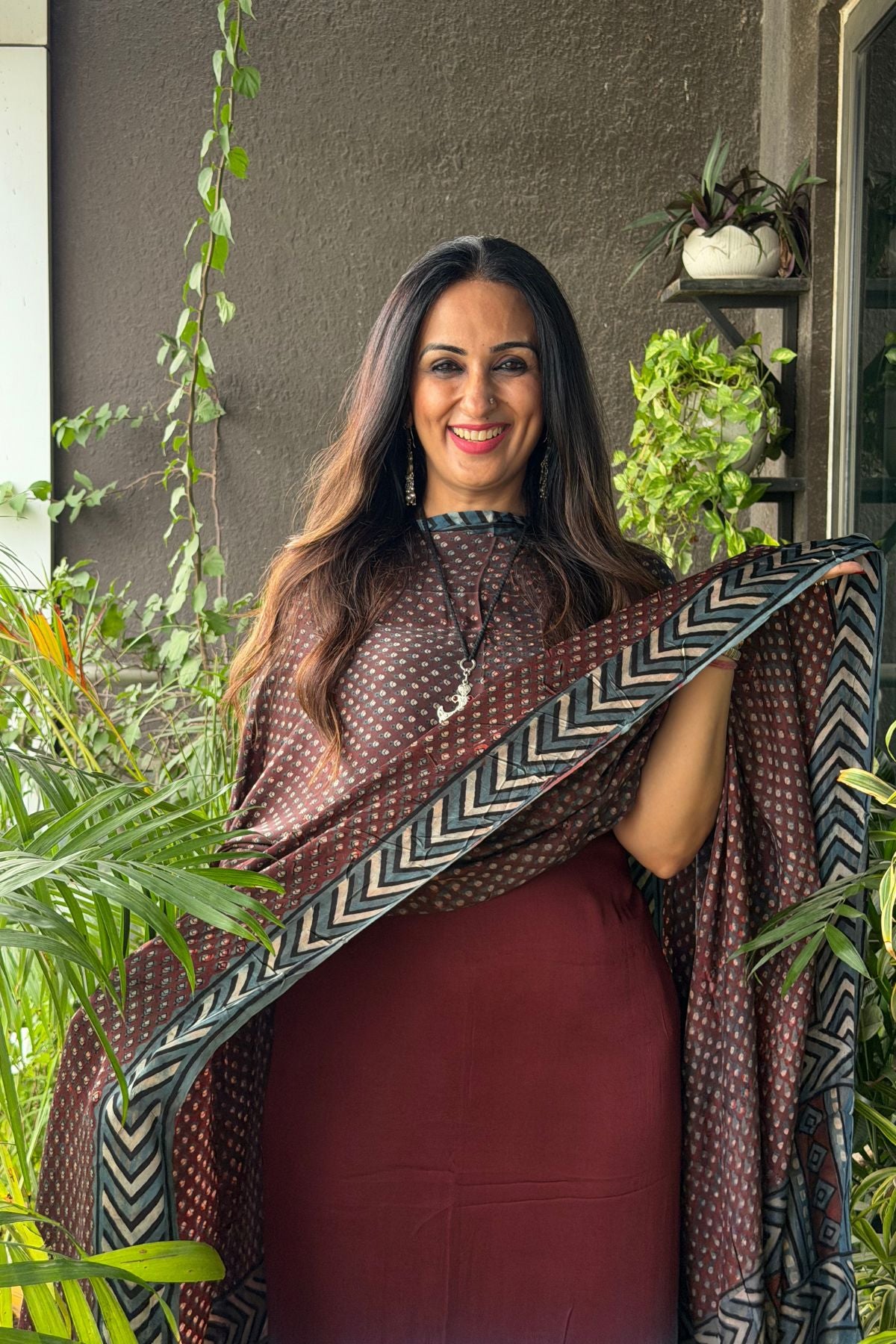Ombré dyed modal kurta fabric with vegetable Handblock dyed dupatta!!