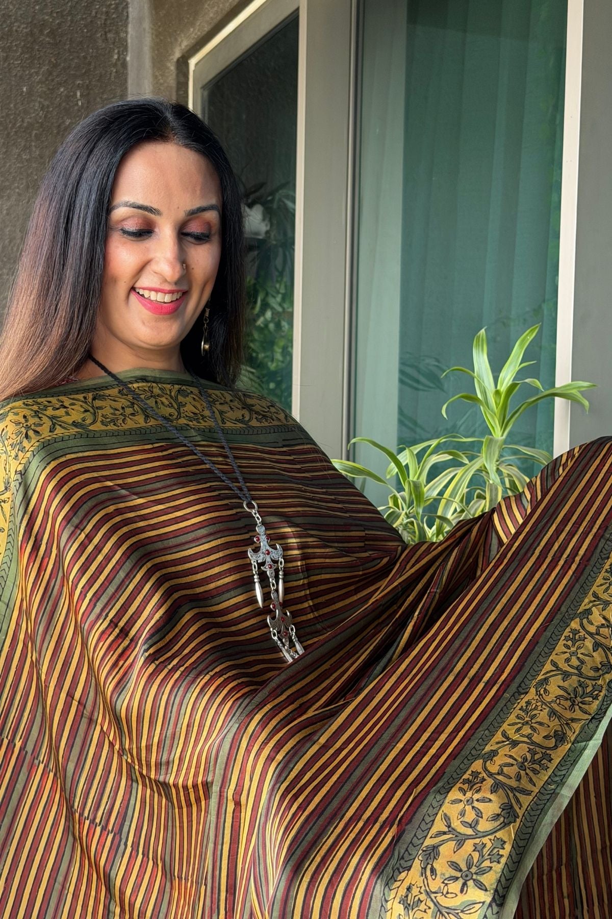 Ombré dyed modal kurta fabric with vegetable Handblock dyed dupatta!!