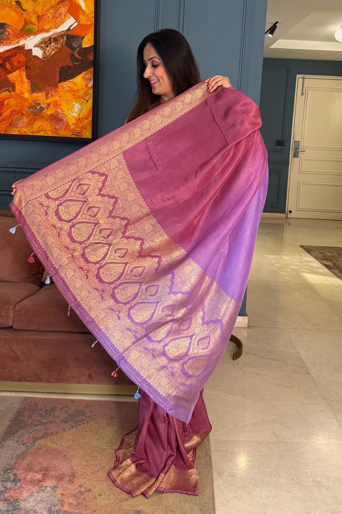 Ombré Dola silk saree with zari weave!!