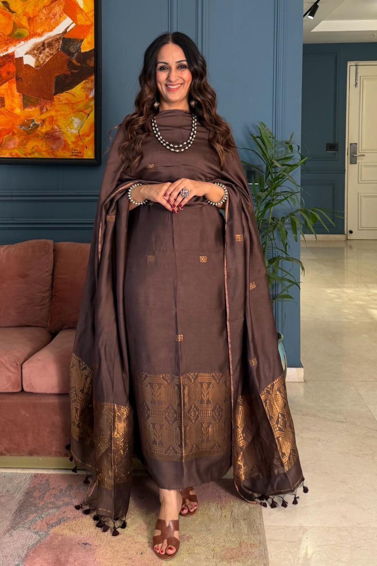 Premium Bangalore cotton with Banarasi weave kurta dupatta sets