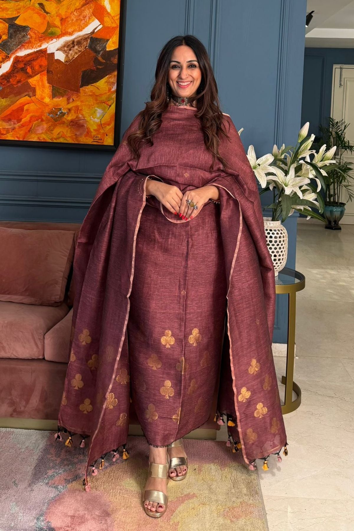 Jayshree Linen kurta Dupatta Set