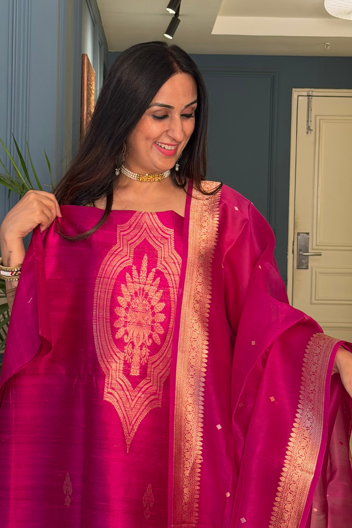 Handwoven Pure Raw silk suit sets with pure organza silk dupatta!!