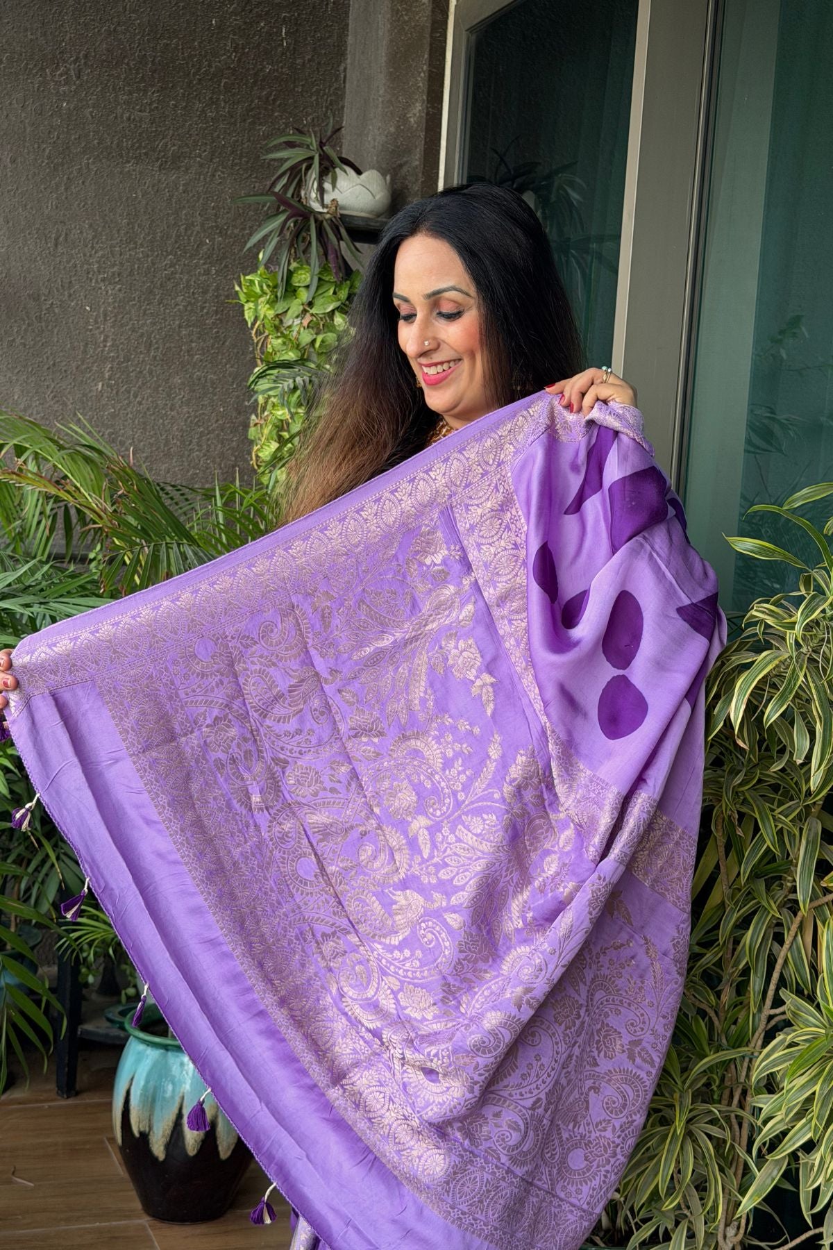 Handcrafted Clamp-dyed sarees in pure modal silk!!!
