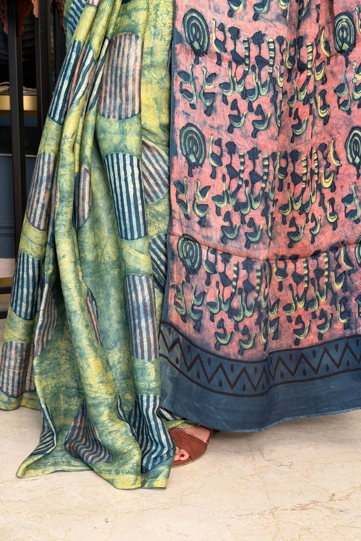Pomegranate handcrafted pure tussar modal saree!!