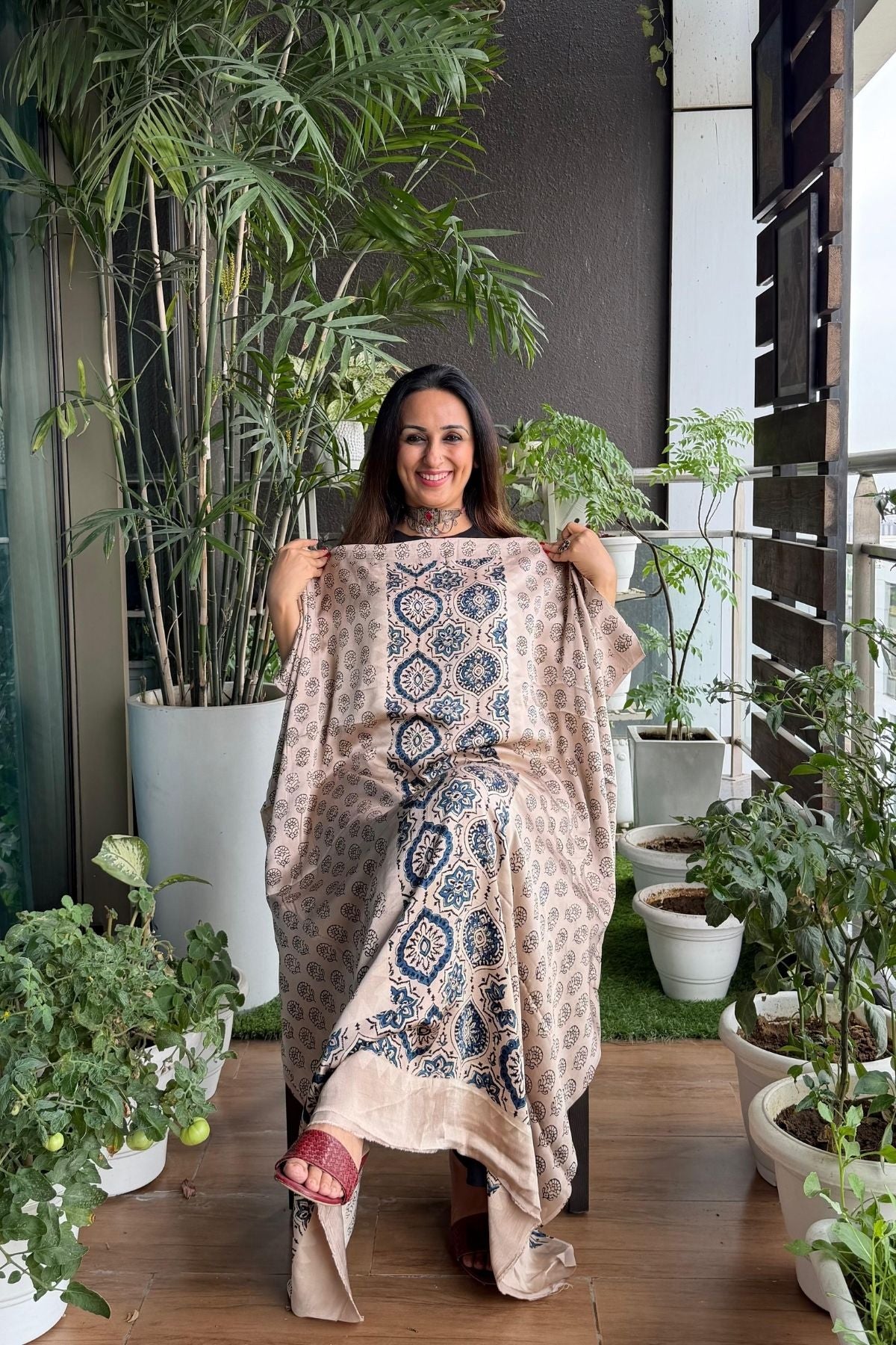 Ajrakh kurta fabric on pure modal !!