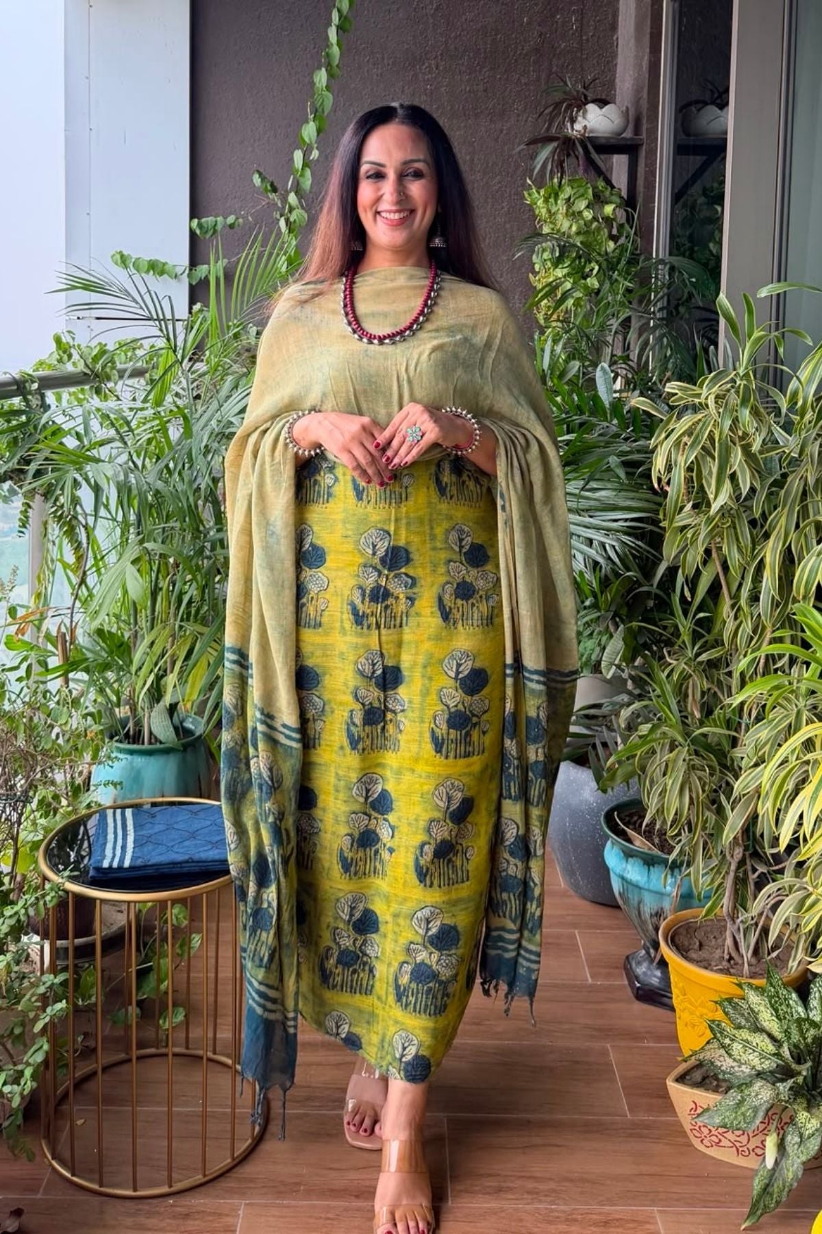 Handblocked Slub cotton linen full sets!!