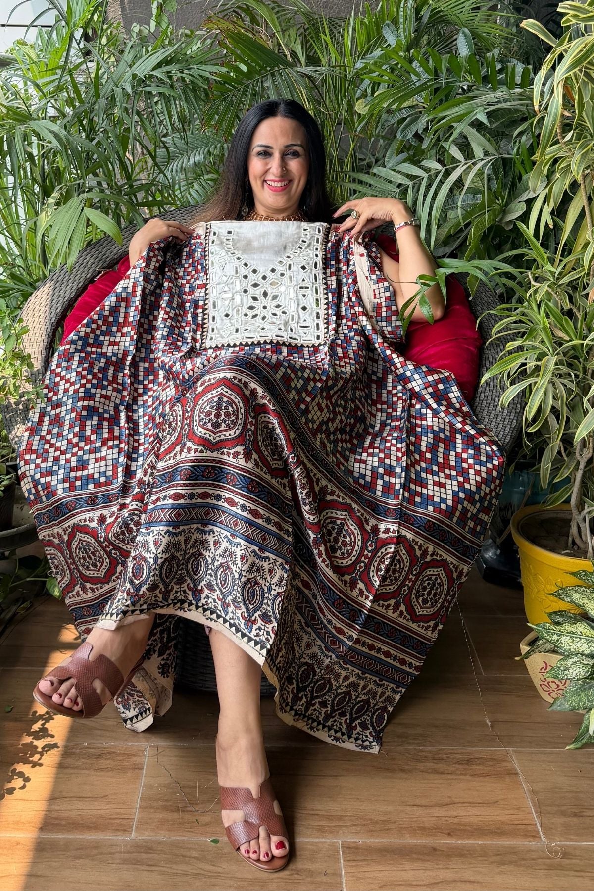 Handcrafted kurta with Kutch mirror work on pure Mashru!!